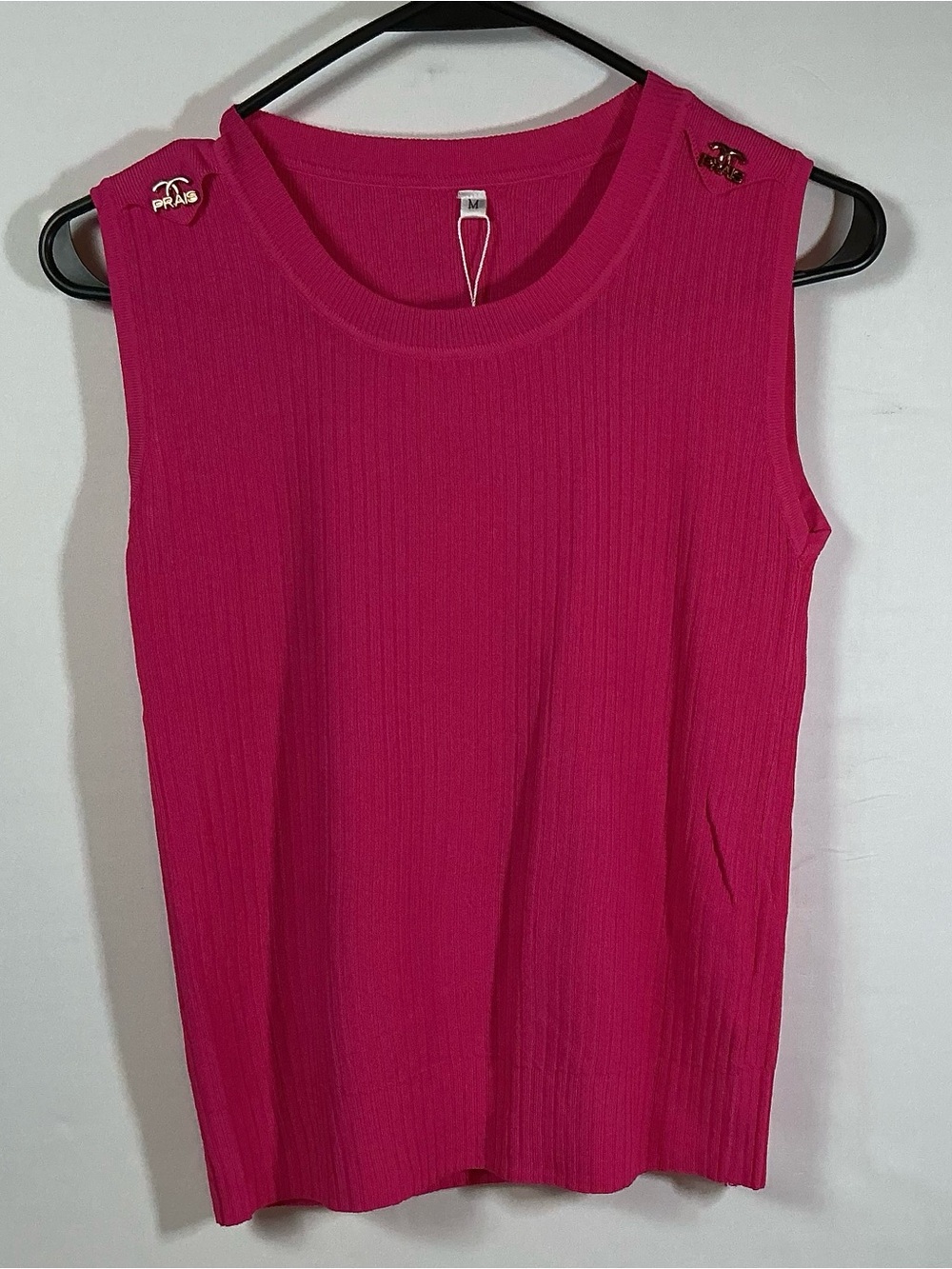 Ribbed Sleeveless Tank Top in Fuchsia - Unbranded